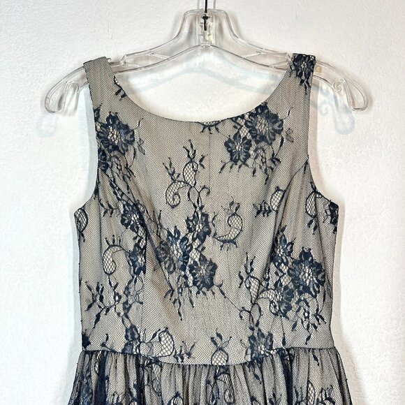 Modcloth Dress Blue Lace Retro Midi Floral Sleeveless XS - Picture 5 of 12